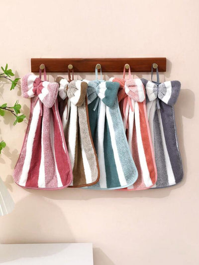 5pcs/Pack Coral Fleece Thick Towel, Hanging Absorbent Quick Dry Hand Towel For Bathroom, Kitchen, Living Room Decor